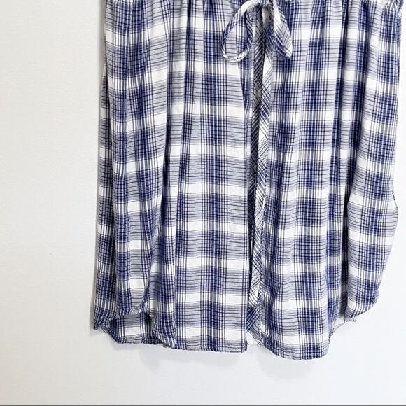 Soft Joie Noraha Draw String Dress Plaid Sz M Blue White - Picture 8 of 11